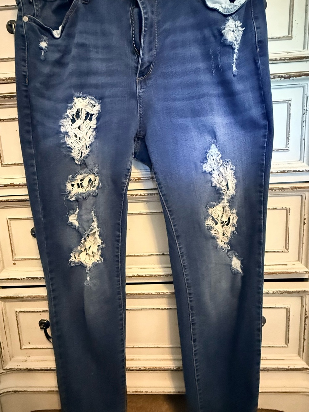 Judy Blue Distressed Women's Jeans with Lace Inset